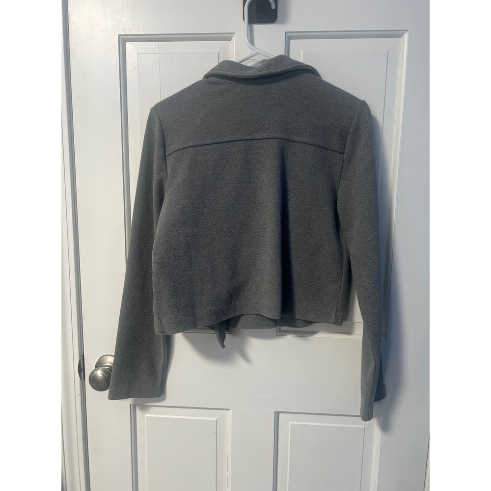 Banana Republic Womens Gray Textured Knit Cropped Snap Front Moto Jacket XS - Picture 6 of 7